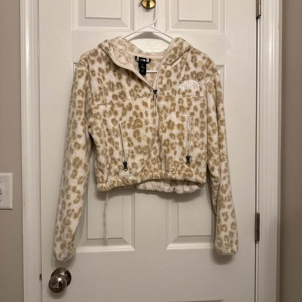 THE NORTH FACE WOMEN PRINTED OSITO QTR ZIP HOODIE XS LEOPARD PRINT